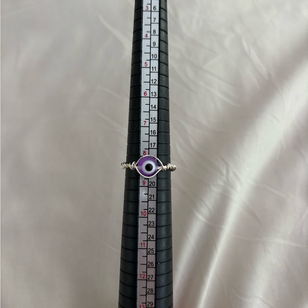 Purple Evil Eye Silver Ring - Picture 2 of 3